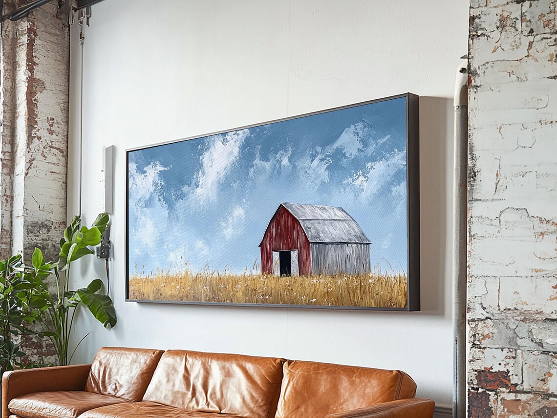 Old Farm Building in Wheat Field, Rustic Landscape Poster