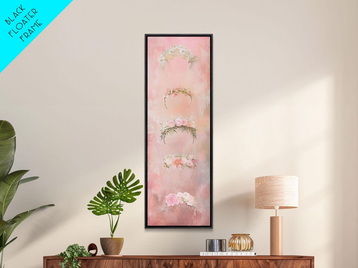Delicate Floral Crowns Stack Rose Blossom Watercolor Art Poster - Image 4