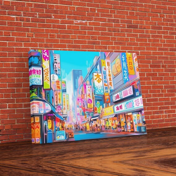 Japanese Market Watercolor, Vaporwave Art Print