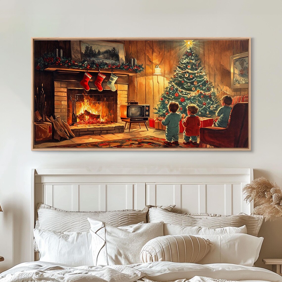 Vintage Christmas Living Room Scene, Children Art Print - Image 6