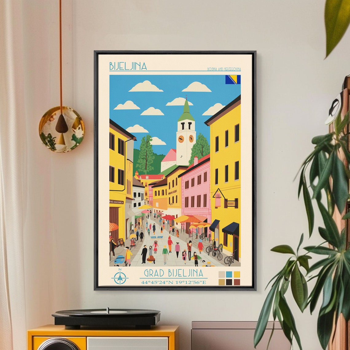 Bijeljina Bosnia Herzegovina Lively Market Square Clock Tower Poster - Image 2