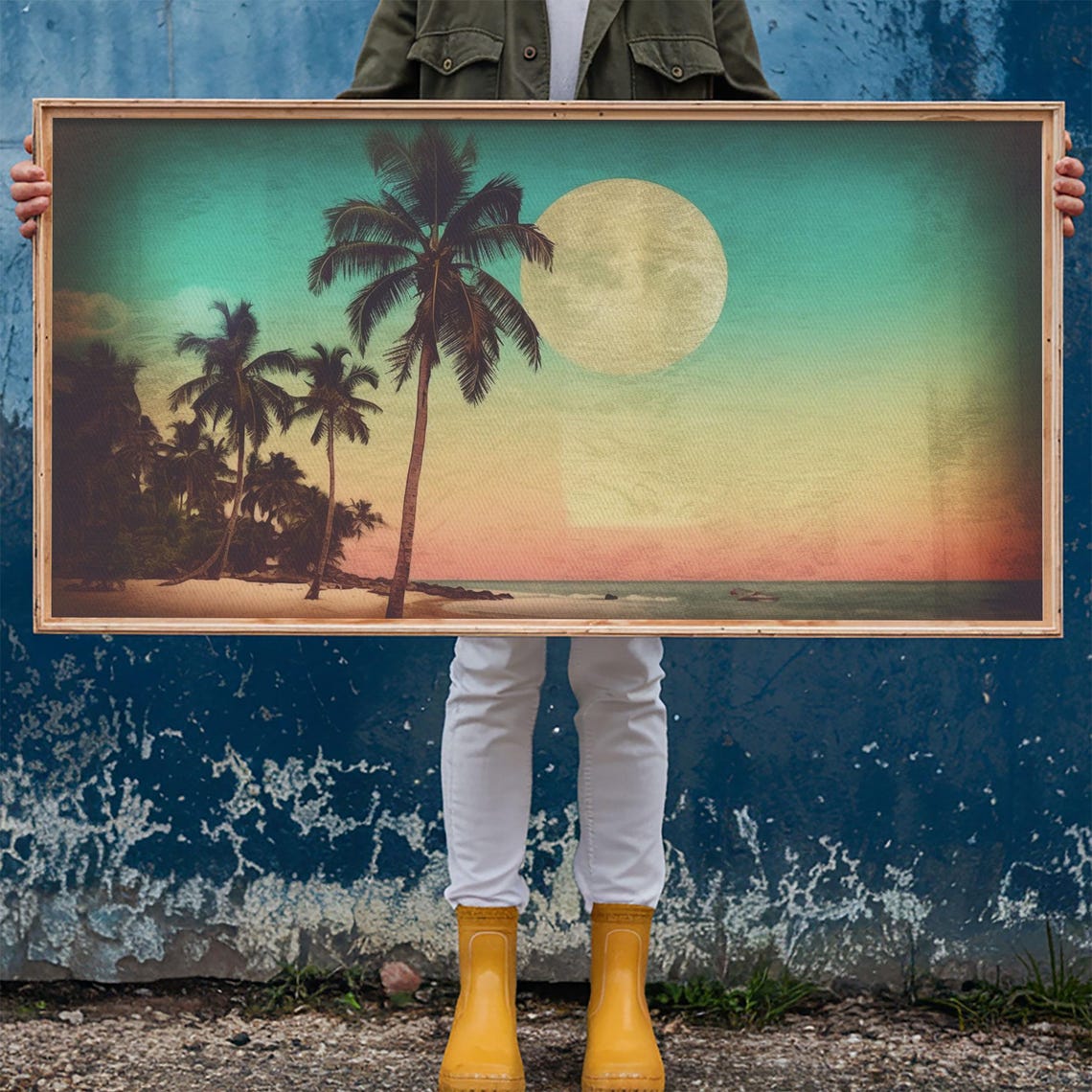Sunset Over Beach Wall Decor Tropical Wall Art Palm Trees Art Panoramic Wall Decor Print Wall Art Framed Art - Image 6