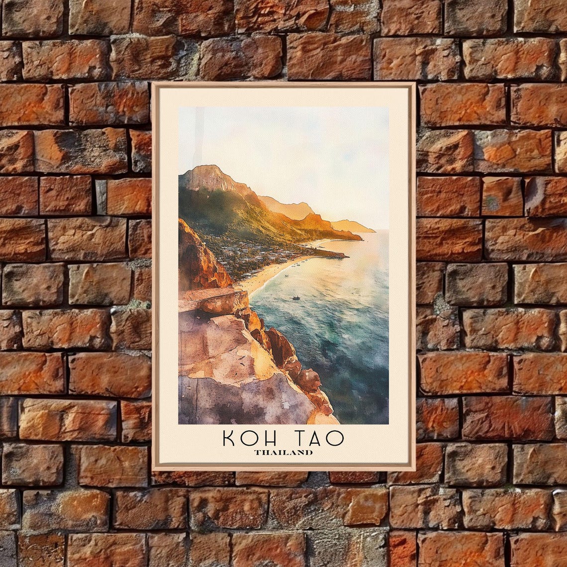 Koh Tao Thailand Sunset Cliff Coast Golden Light Beach Art Poster - Image 5