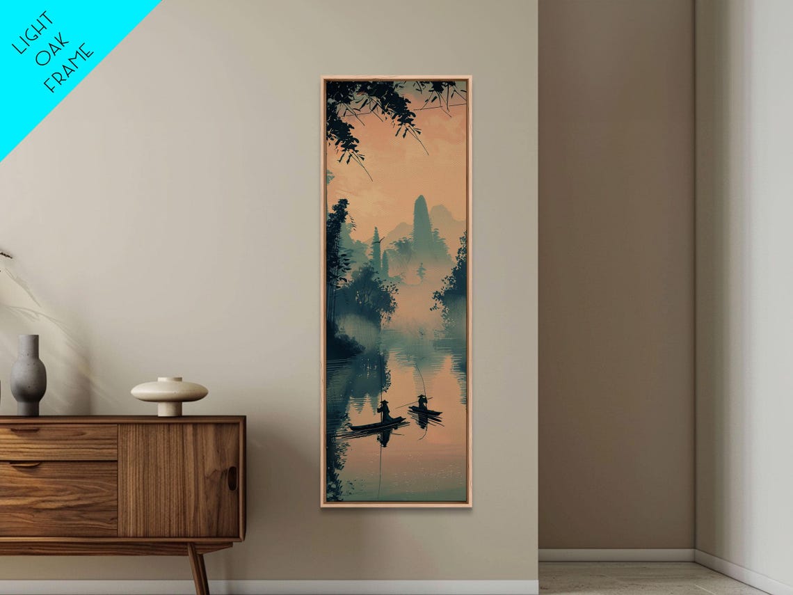 Two Fishermen In Misty Lake At Dawn Tranquil Japanese Travel Poster - Image 5