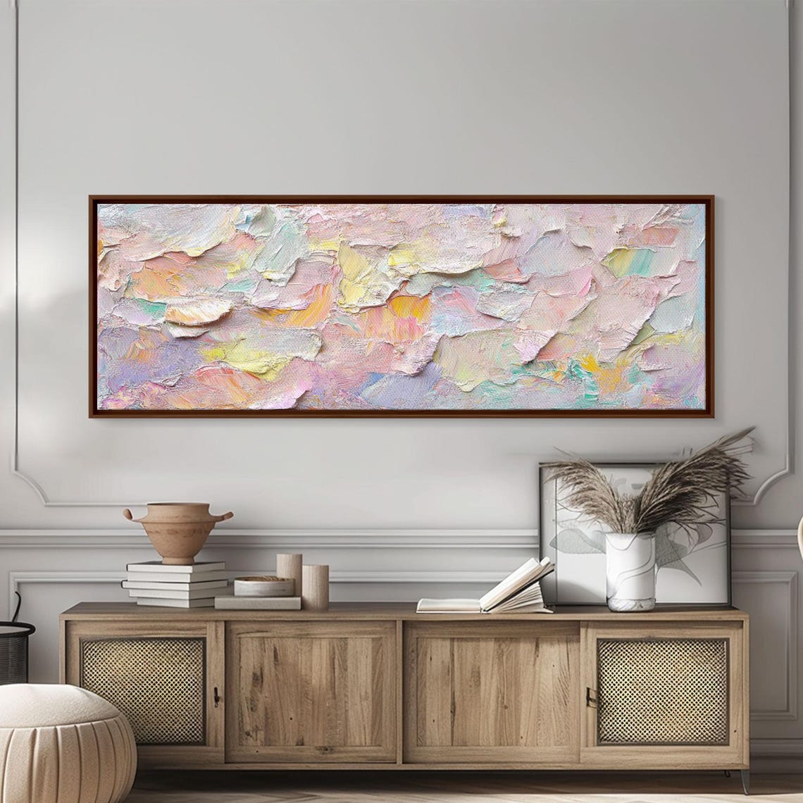 Pastel Impasto Texture Pink Lavender Abstract Cloudscape Art Print - Image 2