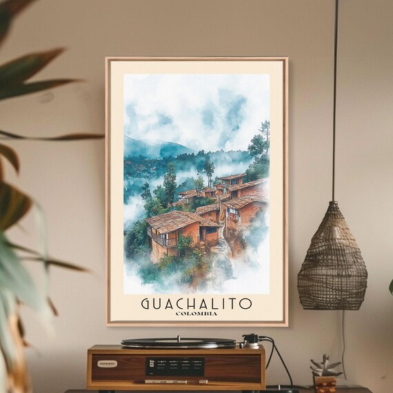 Guachalito Colombia Misty Mountain Village Terracotta Roofs Poster