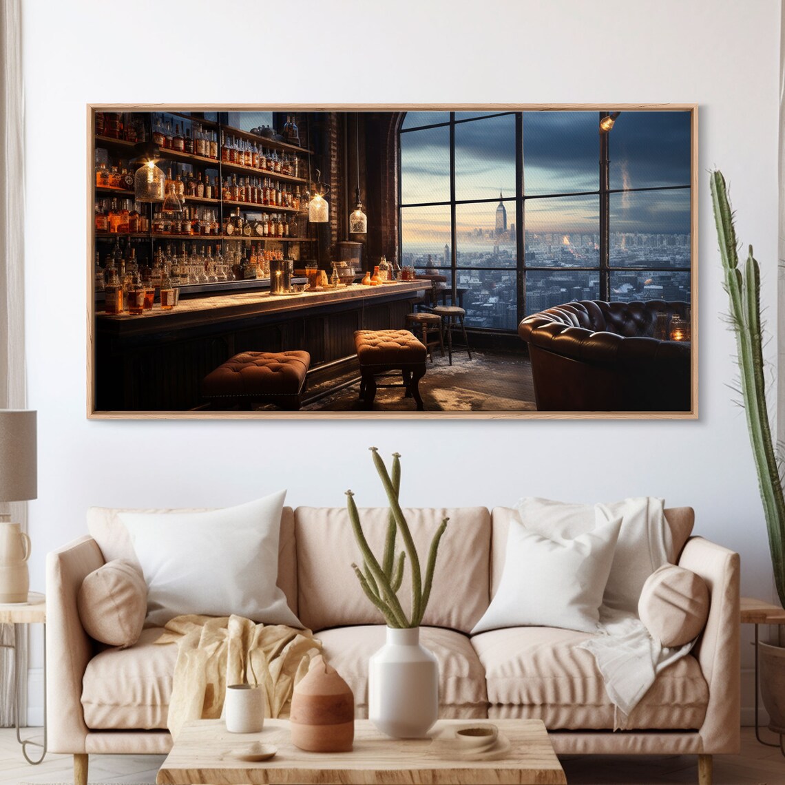 Vintage Winter Bar Overlooking The City, Art Print - Image 3