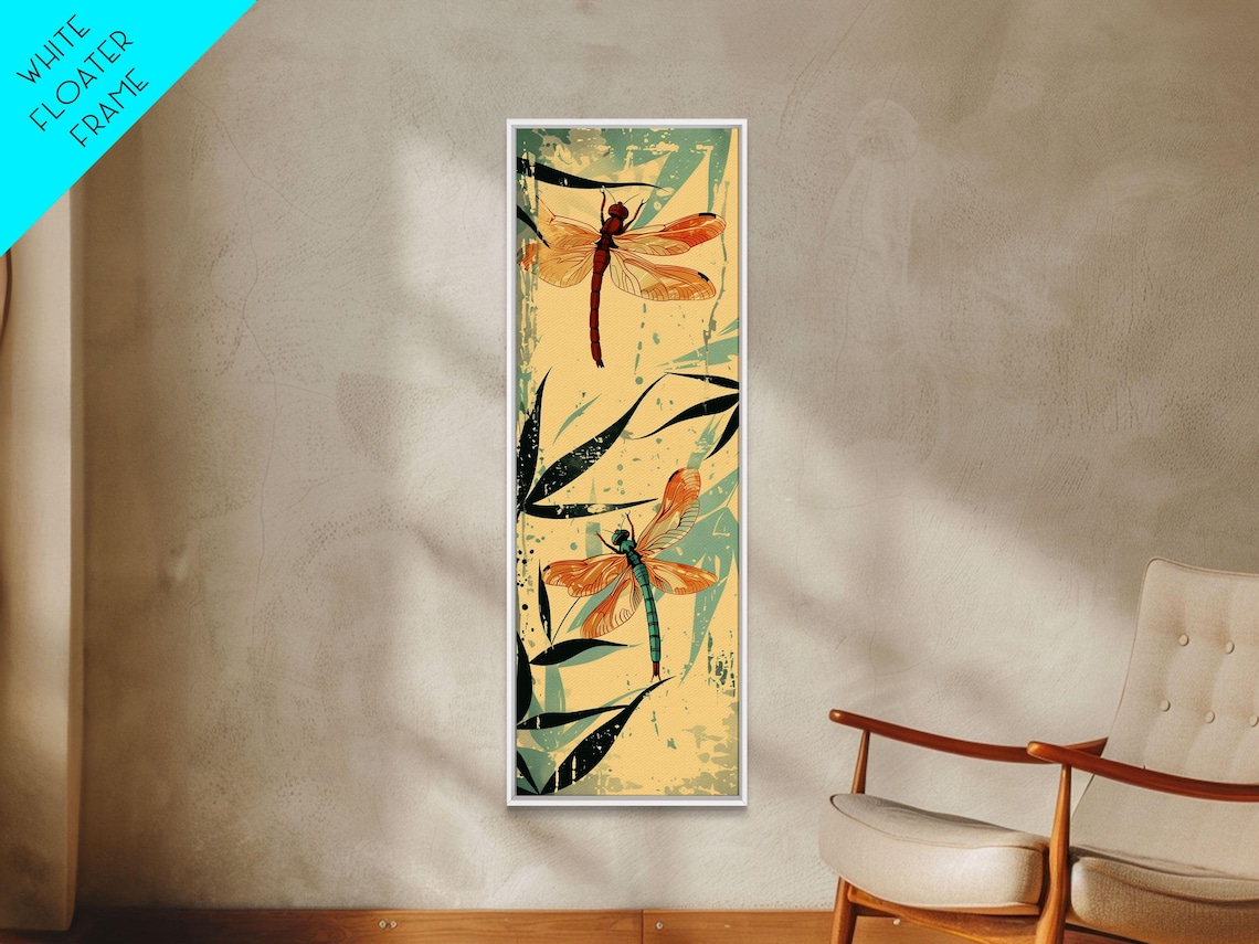 Two Dragonflies Among Bamboo Leaves Vintage Japanese Ukiyo E Art Poster - Image 4