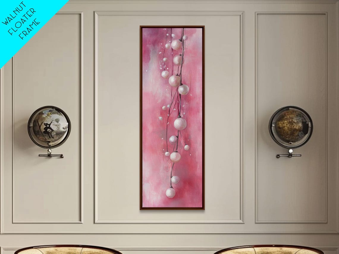 Hanging Fairy Lights On Pink Watercolor Cozy Minimalist Wall Art