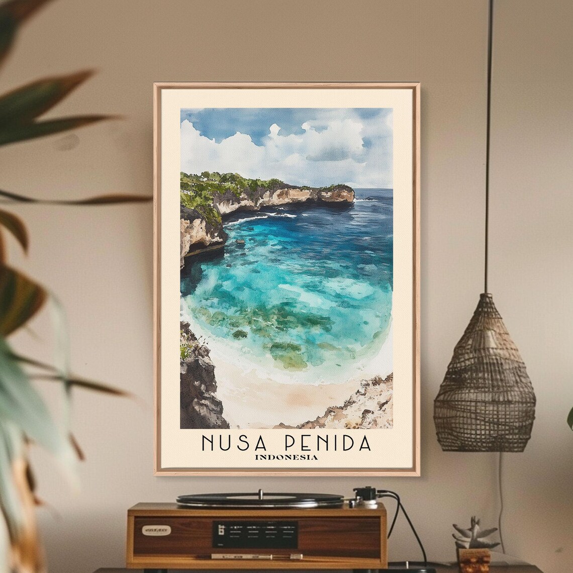 Nusa Penida Indonesia Turquoise Cliff Cove Ocean View Travel Poster - Image 2