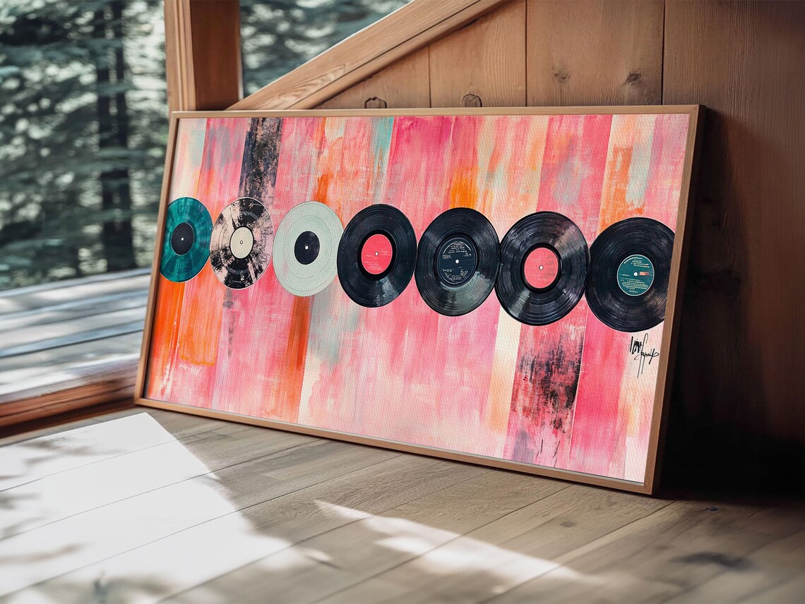 Vinyl Record Abstract Music Art Print, Retro Style - Image 6