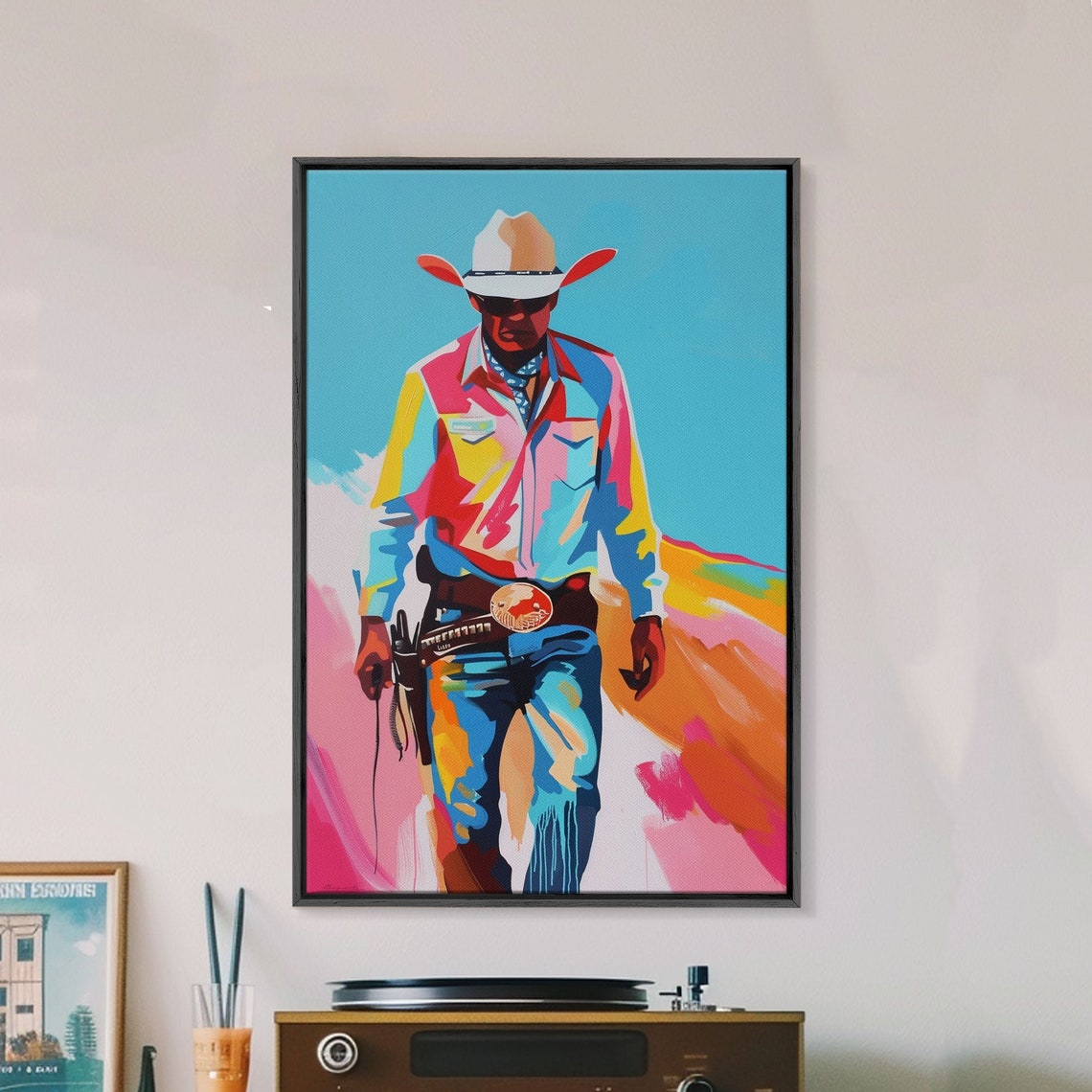 Cowboy Walking White Hat Colorful Pop Art Western Rodeo Poster - Image 4