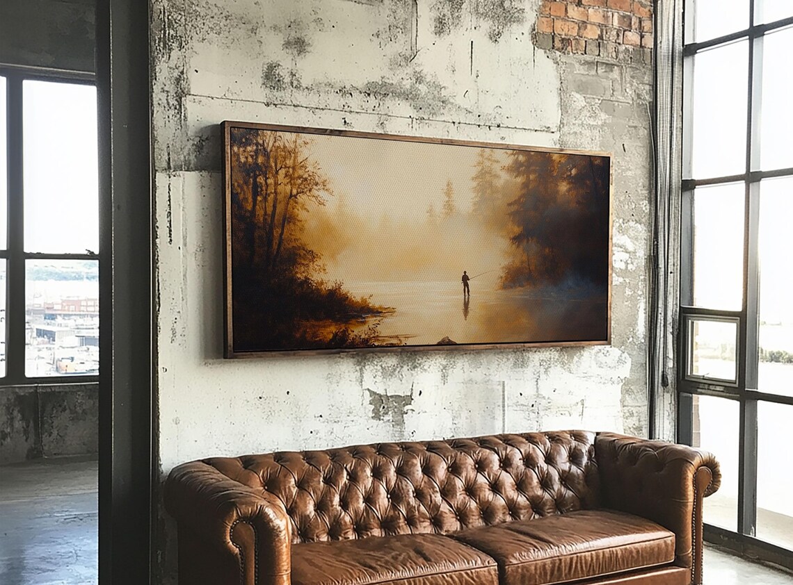 Retro Fly Fisher Oil Painting Art Print, Fishing Gift - Image 6