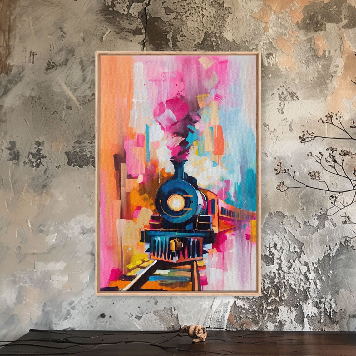 Express Train Art Framed Print Bold Locomotive Decor Modern Train Wall Art Colorful Bedroom Artwork - Image 4
