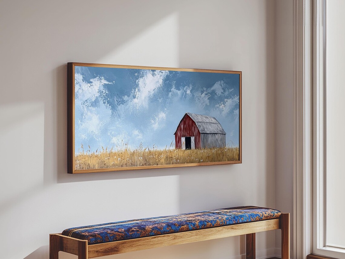Old Farm Building in Wheat Field, Rustic Landscape Poster - Image 6