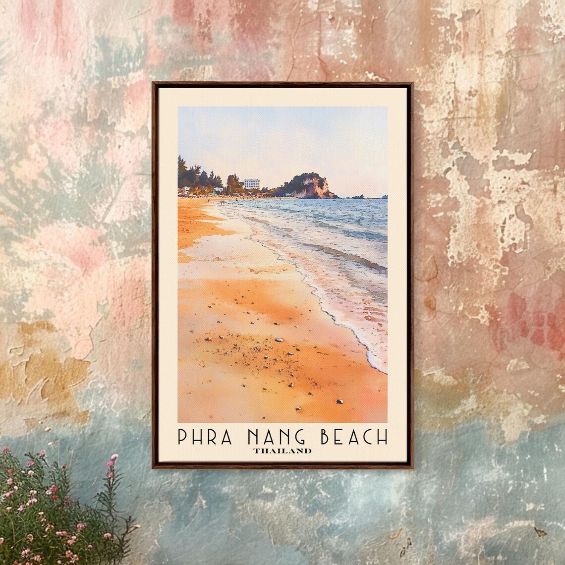 Phra Nang Beach Thailand Golden Sunset Sand Limestone Rock Shore Poster