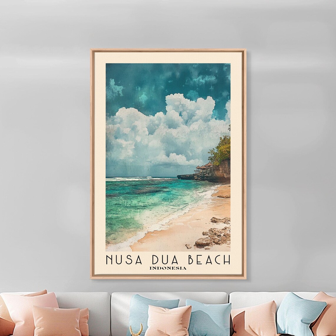 Nusa Dua Beach Indonesia Turquoise Waves Cloudy Sky Travel Poster - Image 3