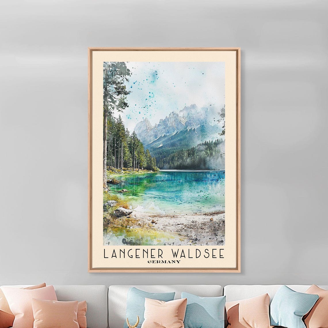 Langener Waldsee Germany Alpine Lake Pine Forest Mountain View Poster - Image 3