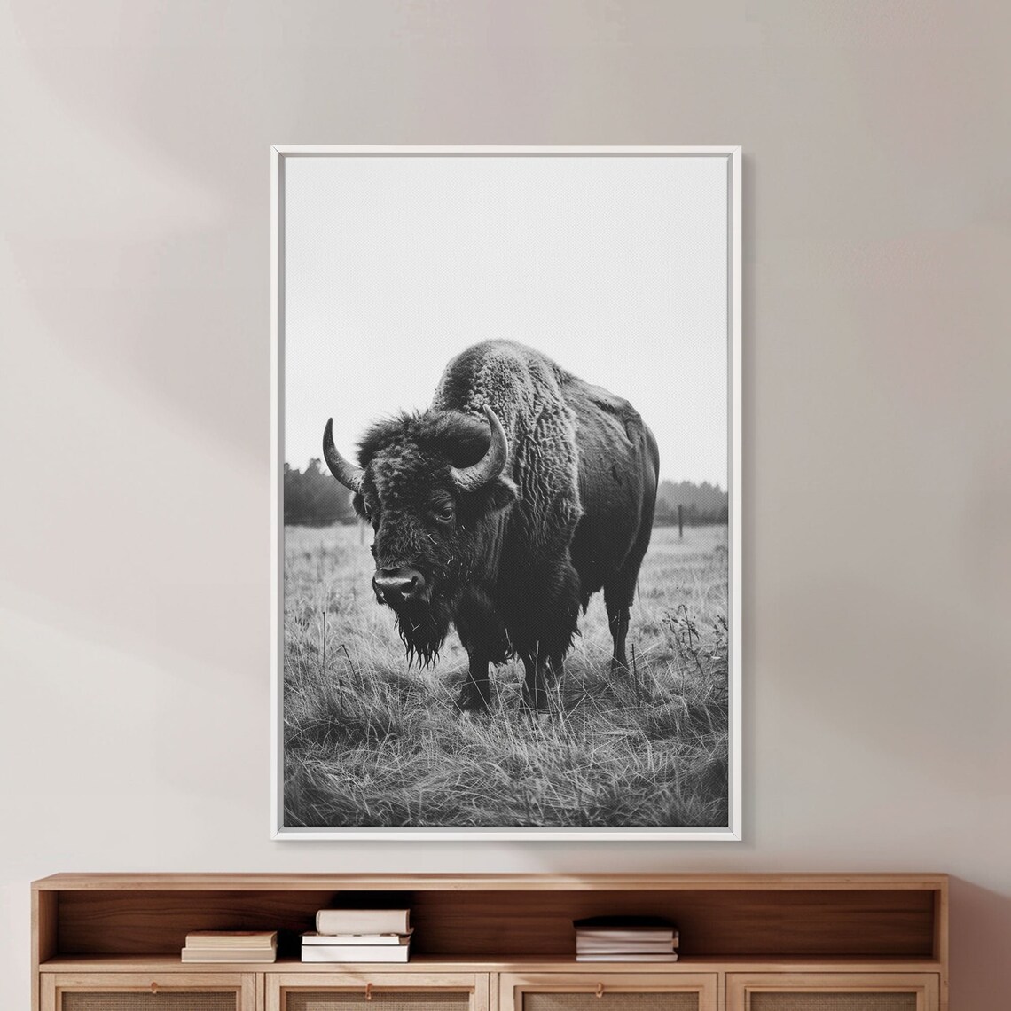 Majestic Bison Black and White Photography Wild Buffalo Art Poster - Image 4