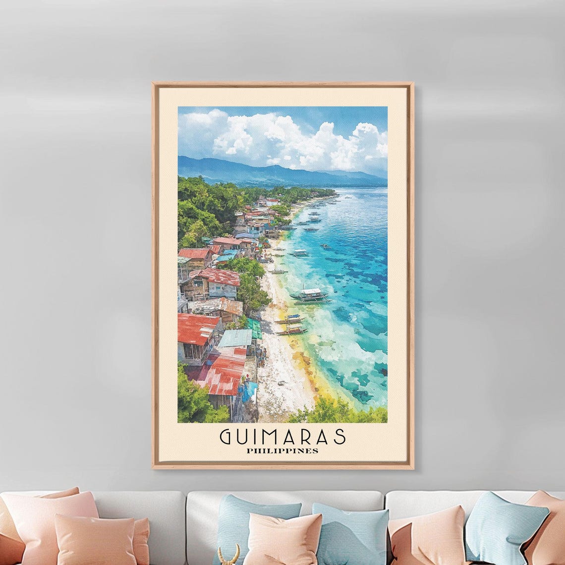 Guimaras Philippines Colorful Coastal Village Turquoise Bay Poster - Image 3