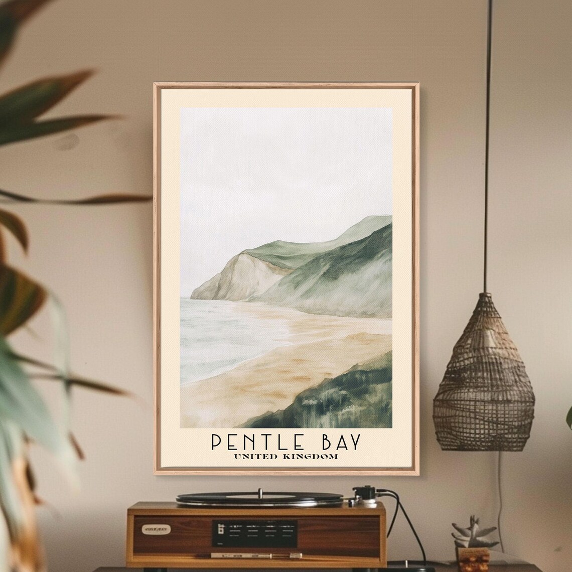 Pentle Bay United Kingdom Misty Headland Minimal Watercolor Coast Poster - Image 2