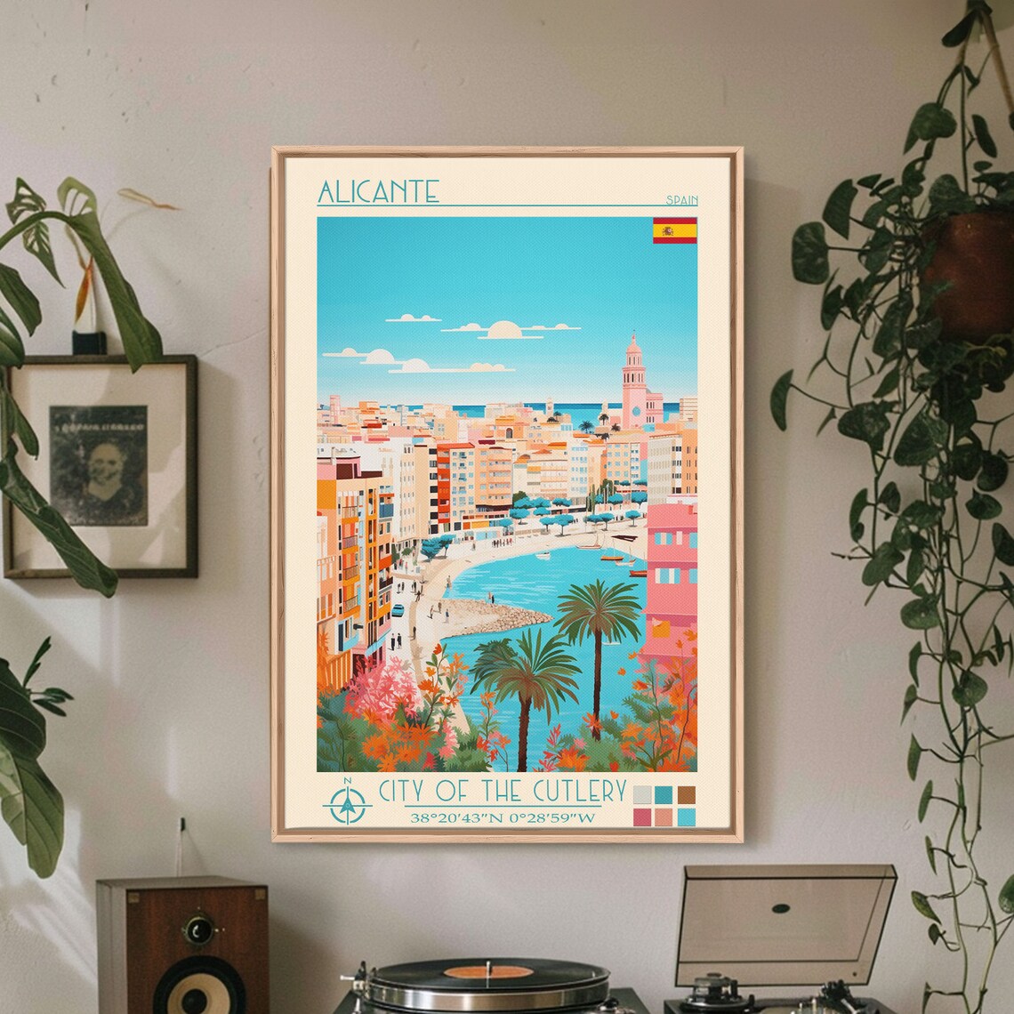 Alicante Spain Travel Poster, Mid-Century Modern
