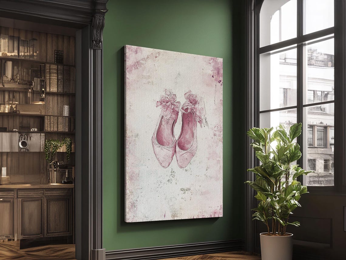 Pink Ballet Slippers Watercolor Romantic Dancer Wall Art Print - Image 6