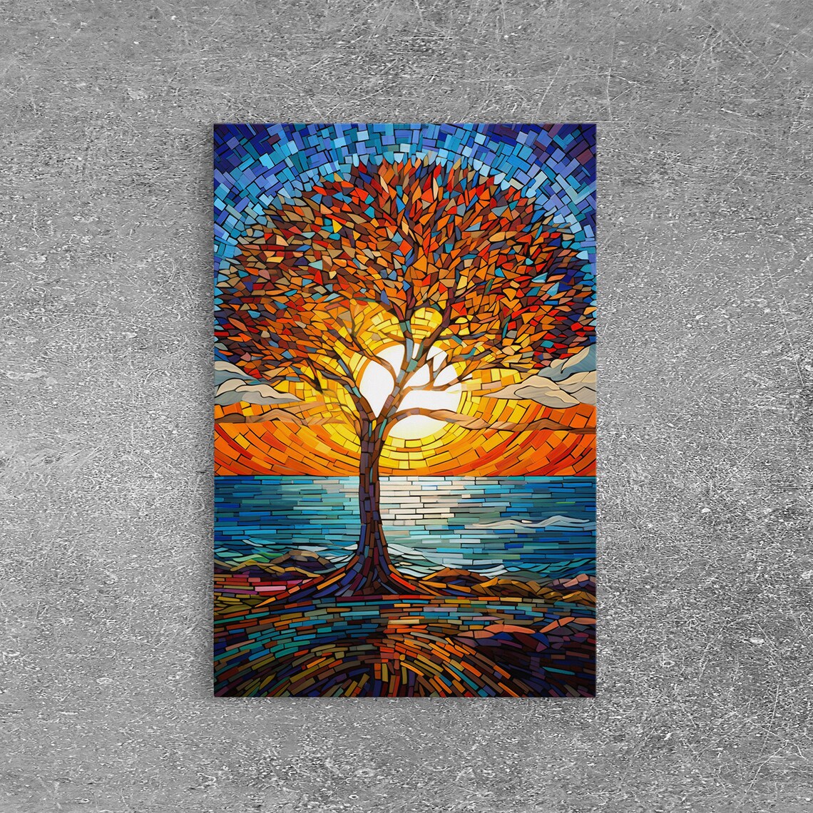 Sunset Abstract Art River Wall Art Tree Wall Art Print Wall Hanging Portrait Art Thank You Gift Rustic Wall Decor Room Decor - Image 5