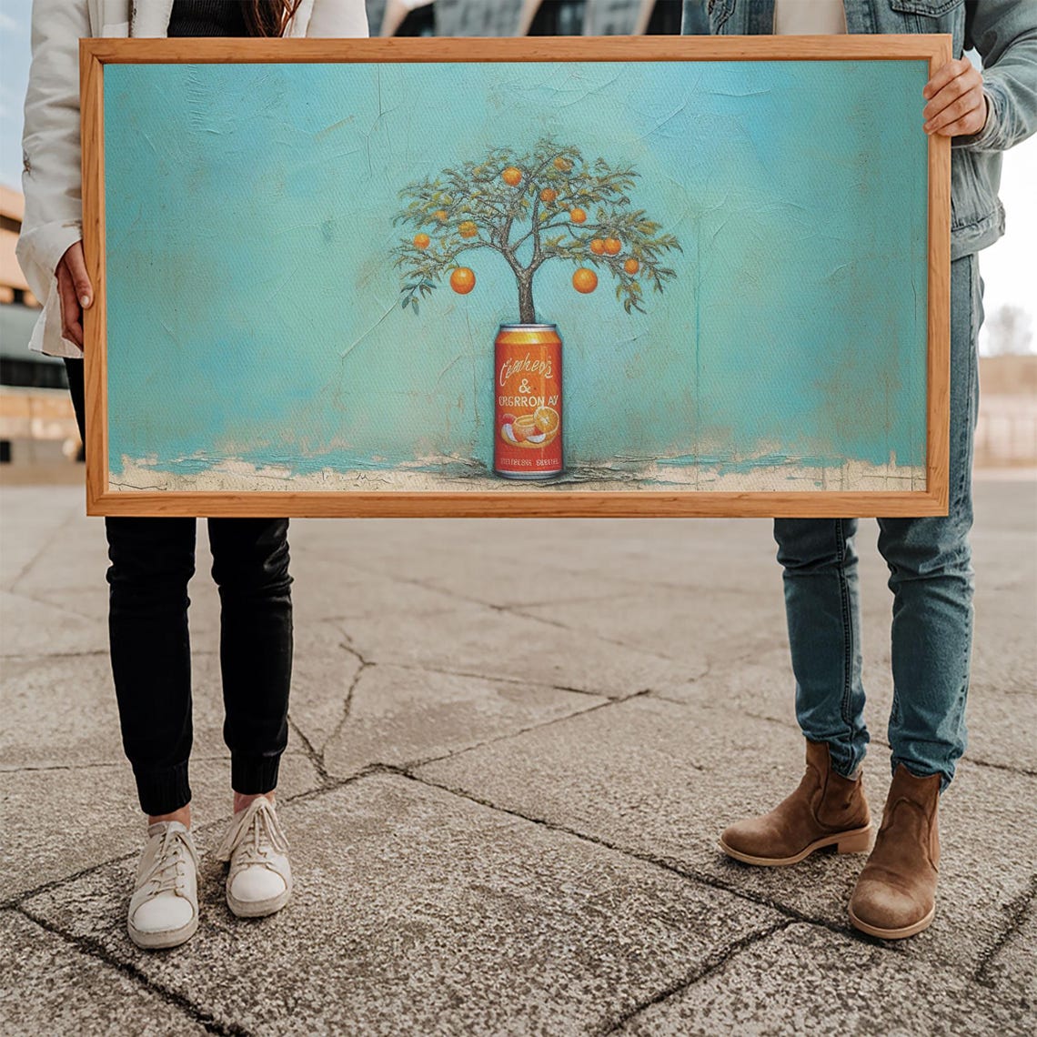 Orange Tree Growing Out Of Vintage Soda Can Surreal Plant Wall Art - Image 5
