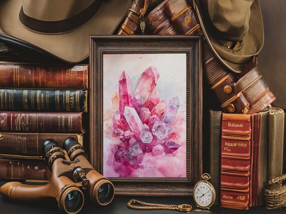 Gemstone Painting Framed Print Moody Abstract Art In Light Pink Wall Art Bedroom Decor Rustic Aesthetic Living Room Accent