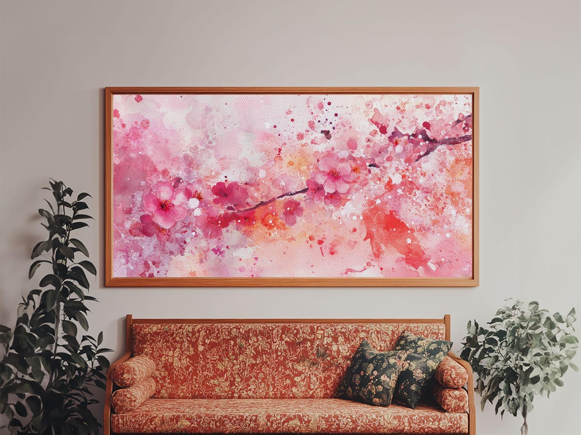 Pink Cherry Blossom Branches Watercolor Spring Floral Bloom Poster - Image 3