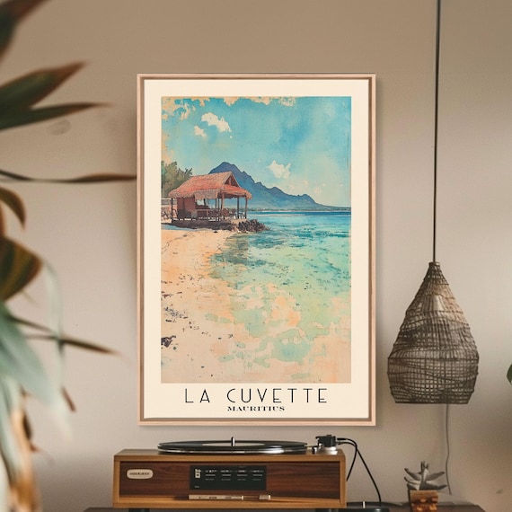 La Cuvette Mauritius Thatched Pavilion Turquoise Shallows Poster