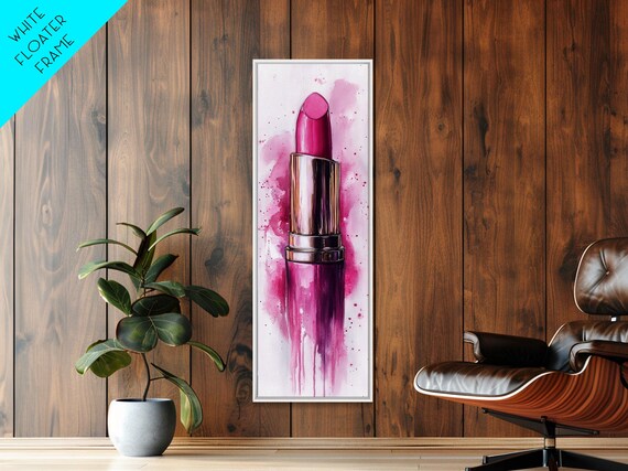 Bold Magenta Lipstick Watercolor Beauty Makeup Dramatic Wall Art