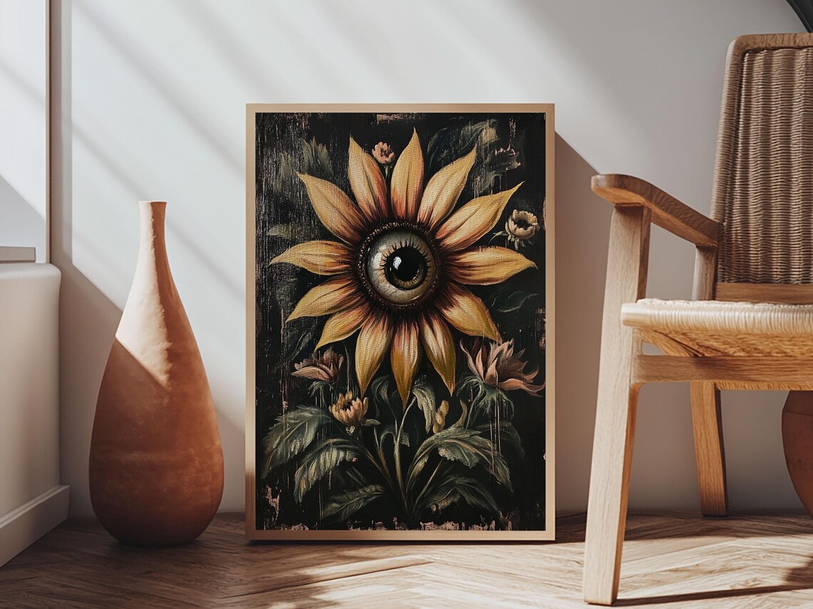 Cyclops Sunflower Halloween Dark Academia Art Print - Image 6