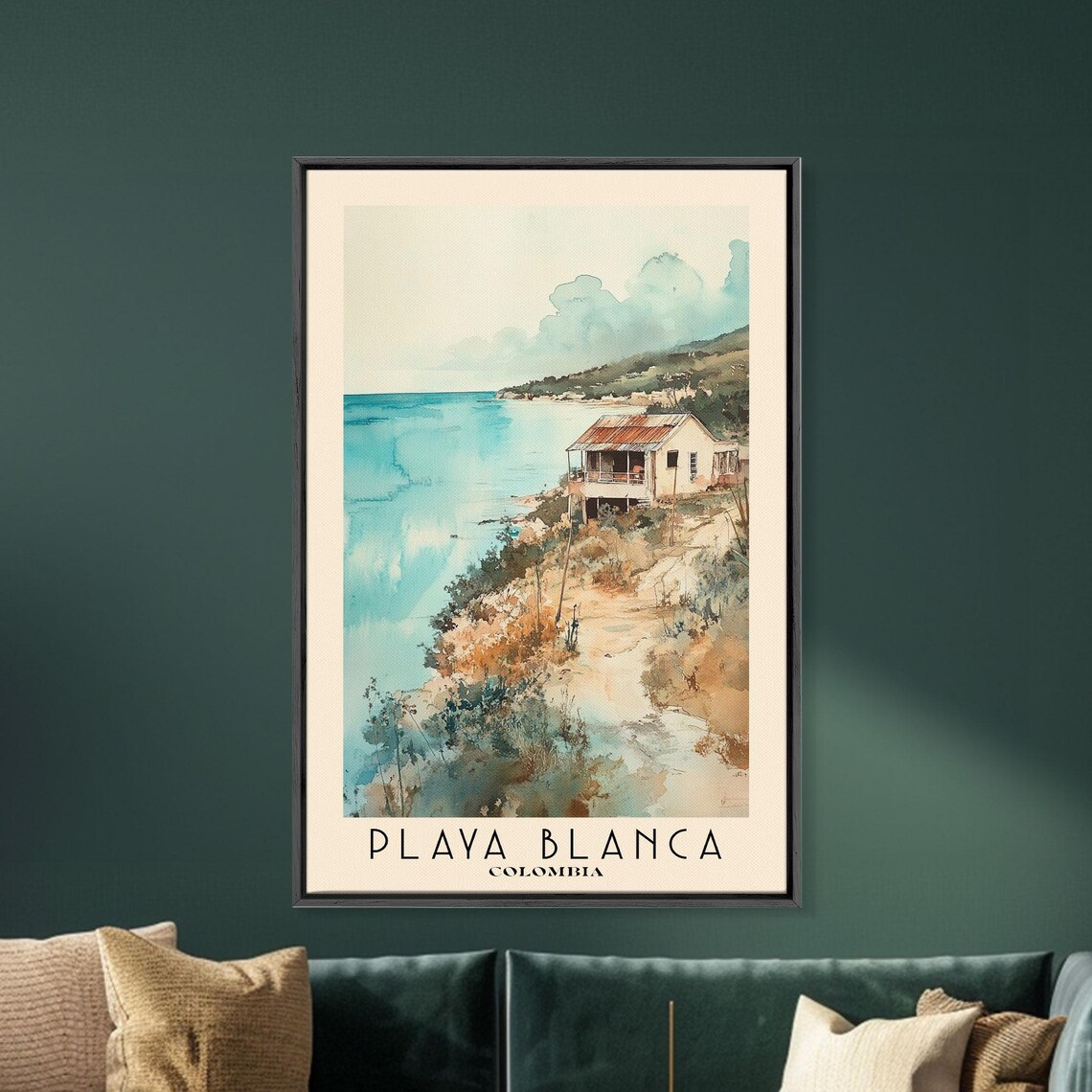 Playa Blanca Colombia Stilt Hut Rocky Point Turquoise Bay Poster - Image 5