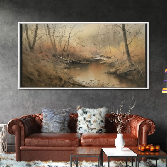 Watercolor Creek Wall Decor Abstract Landscape Wall Art Nature Wall Decor Panoramic Wall Decor Print Wall Art Framed Art