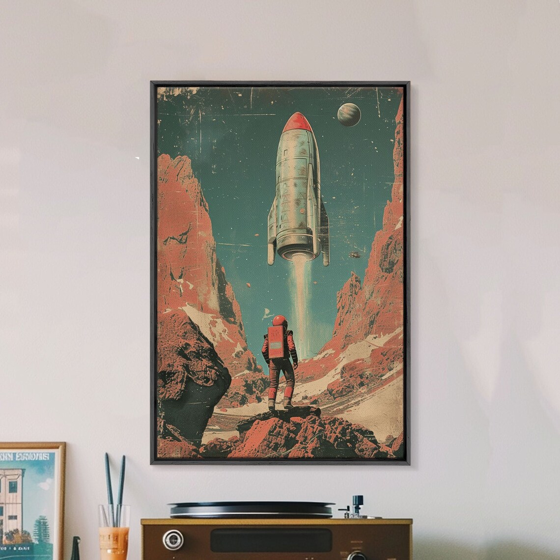 Retro Mars Astronaut Art Print, Sci-Fi Poster - Image 4