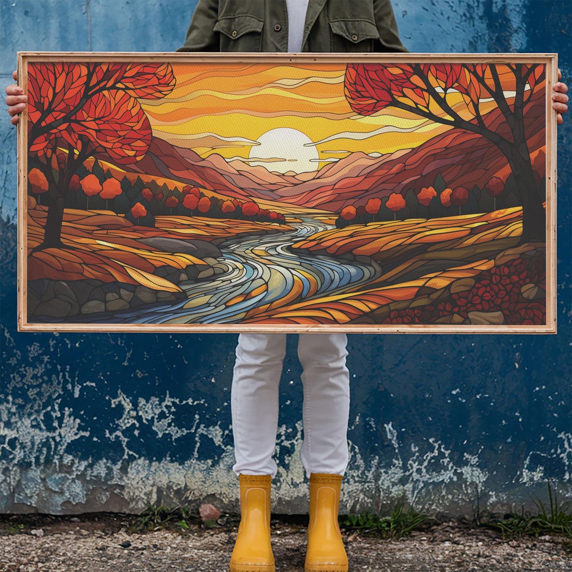 Fall Wall Art Abstract Wall Print Sunset Art River Art Print Wall Hanging Panoramic Art Nature Lover Gift Above Bed Decor - Image 6