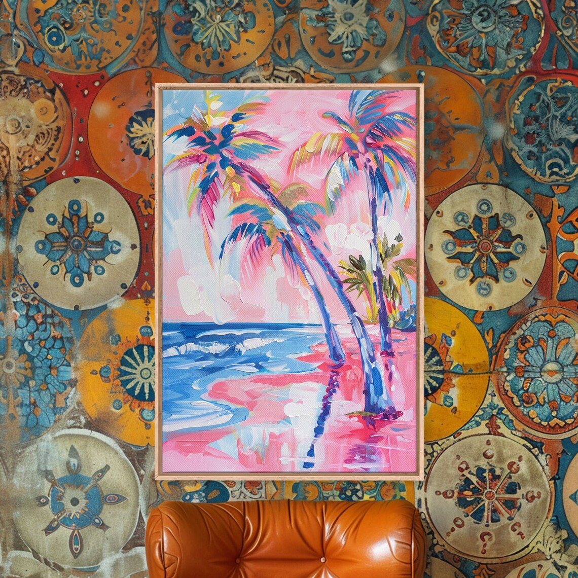 Palm Trees And Ocean Waves, Abstract Coastal Art Print - Image 4