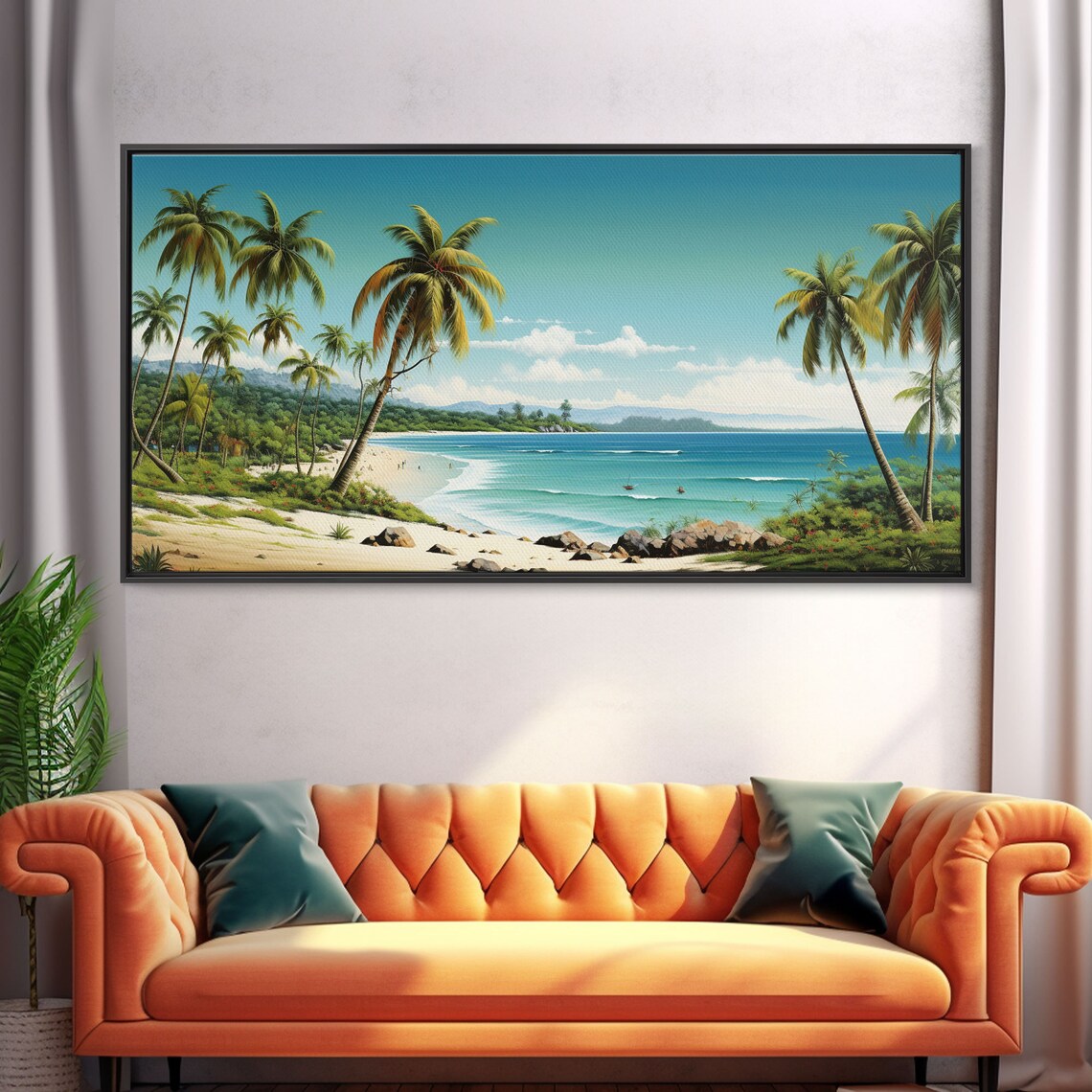Tropical Palm Tree Beach Landscape, Ocean Art Print - Image 5