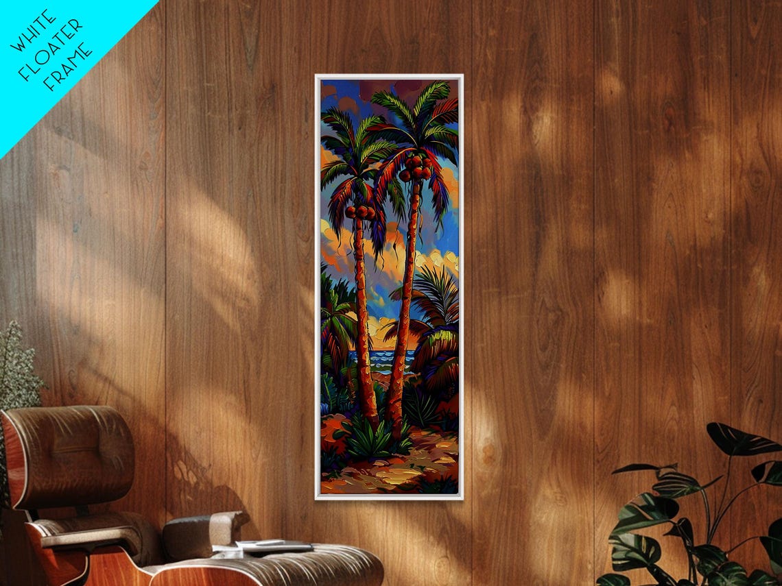Tropical Coconut Palm Trees Beach Sunset Ocean Waves Travel Poster - Image 3