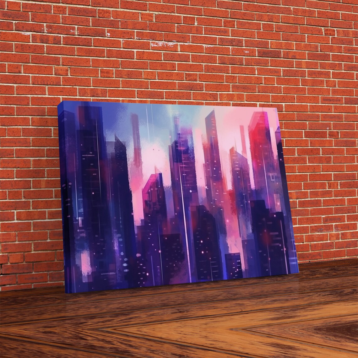 Buildings Vaporwave Style Art Print, Pop Art Watercolor