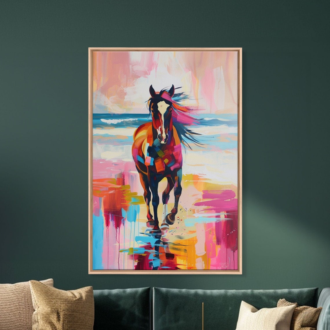 Colorful Horse Galloping On Beach Bold Abstract Equine Poster - Image 5