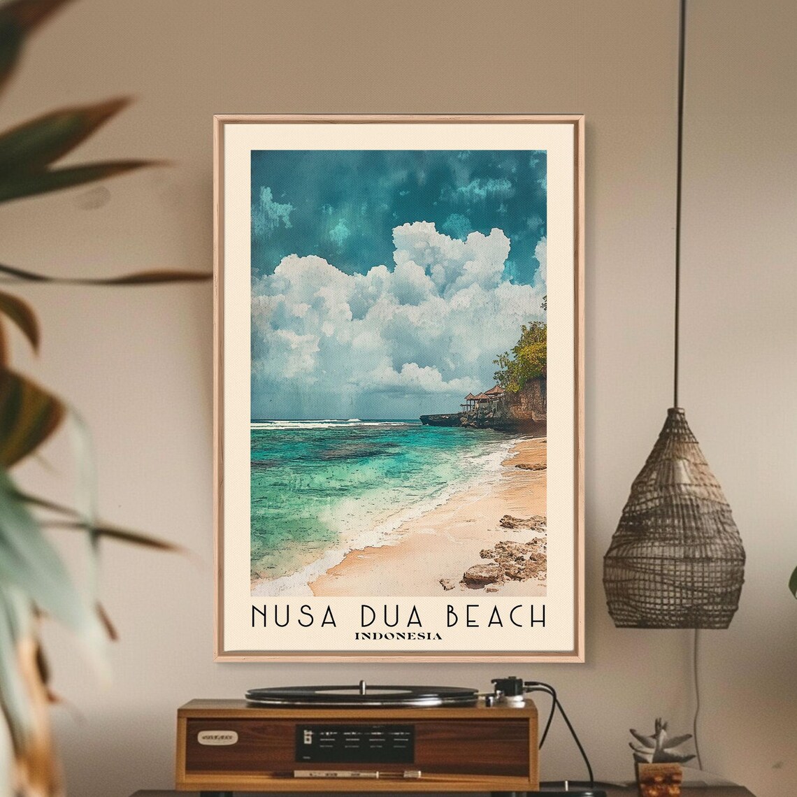 Nusa Dua Beach Indonesia Turquoise Waves Cloudy Sky Travel Poster - Image 2