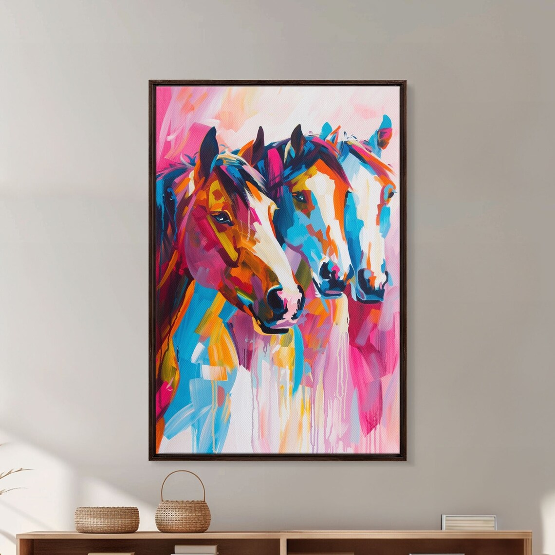 Three Horses in Vibrant Colors, Bold Art Print - Image 3
