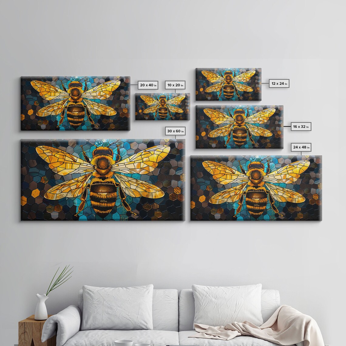 Honey Bee Trendy Stained Glass Style Art Print - Image 2