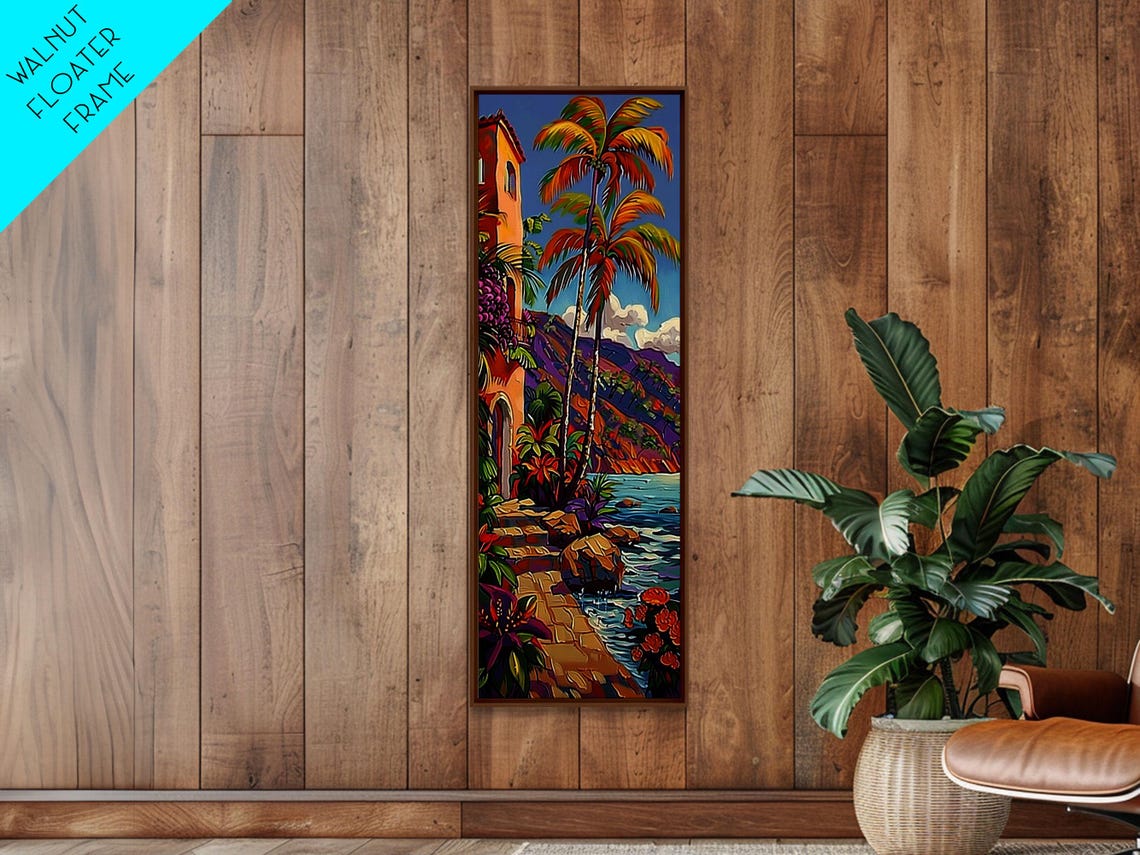 Mediterranean Coast Palm Trees And Villa Impasto Beach View Poster - Image 2