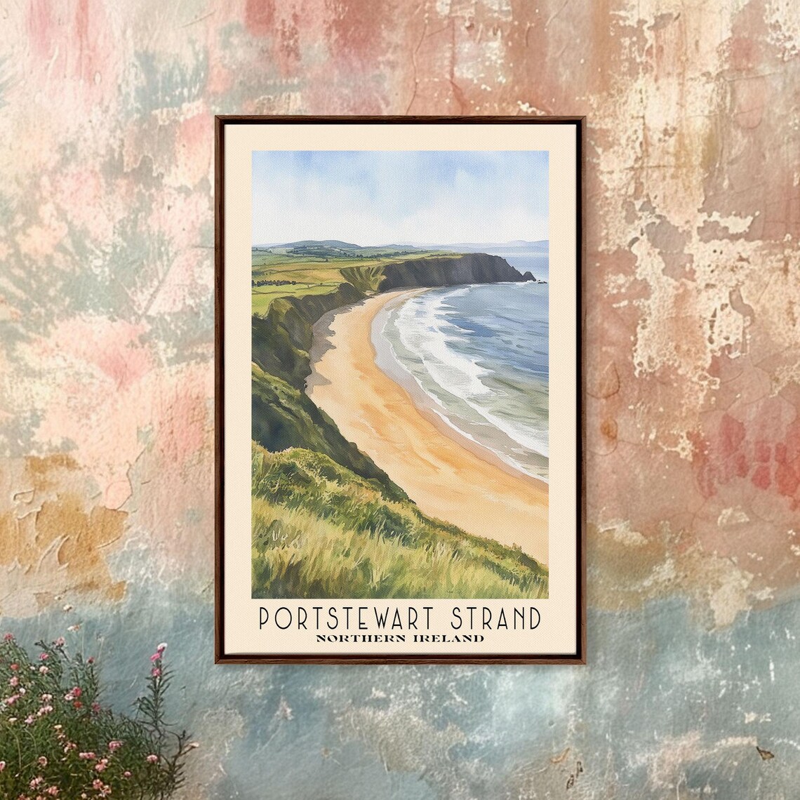 Portstewart Strand Northern Ireland Golden Dune Beach Watercolor Poster
