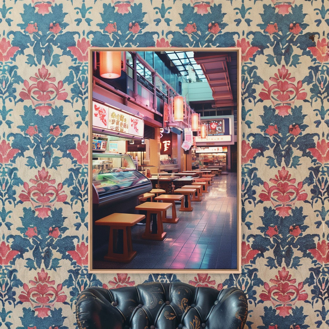 Japanese Restaurant Lantern Lit Interior Night Photography Poster - Image 4