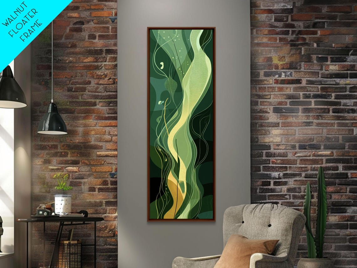 Sage Green Flowing Abstract Botanical Organic Zen Wall Poster - Image 2